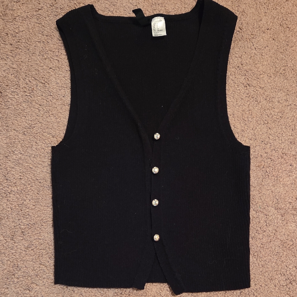 H&M Black Tank Top with Button Detail